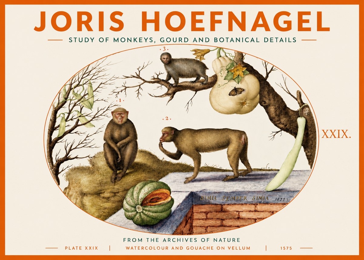 Joris Hoefnagel But Always a Monkey, Always a Monkey. Plate Xxix No4 - Juliste
