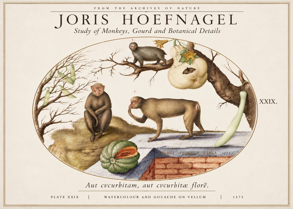 Joris Hoefnagel But Always a Monkey, Always a Monkey. Plate Xxix No6 - Juliste