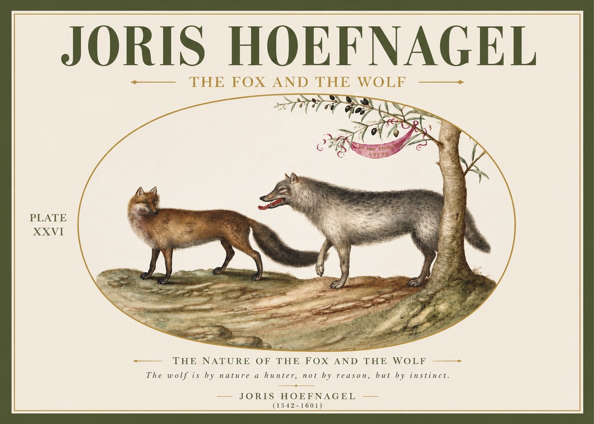 Joris Hoefnagel The Fox and the Wolf No3 - Juliste