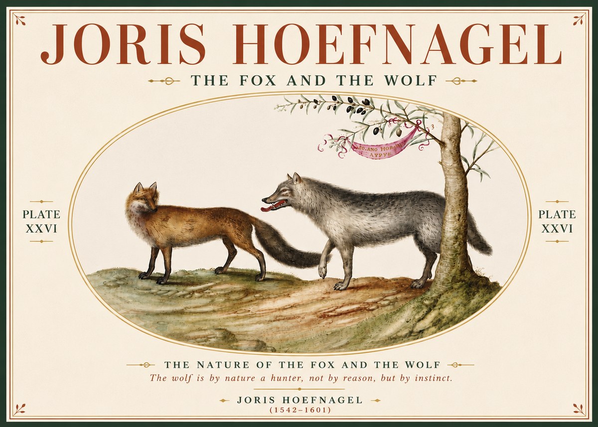 Joris Hoefnagel The Fox and the Wolf No6 - Juliste