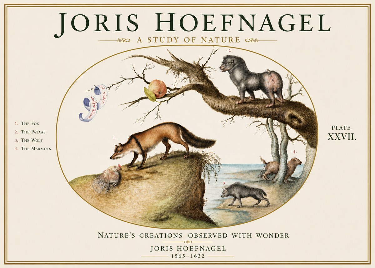 Joris Hoefnagel A Study of Nature - Plate Xxvii No3 - Juliste