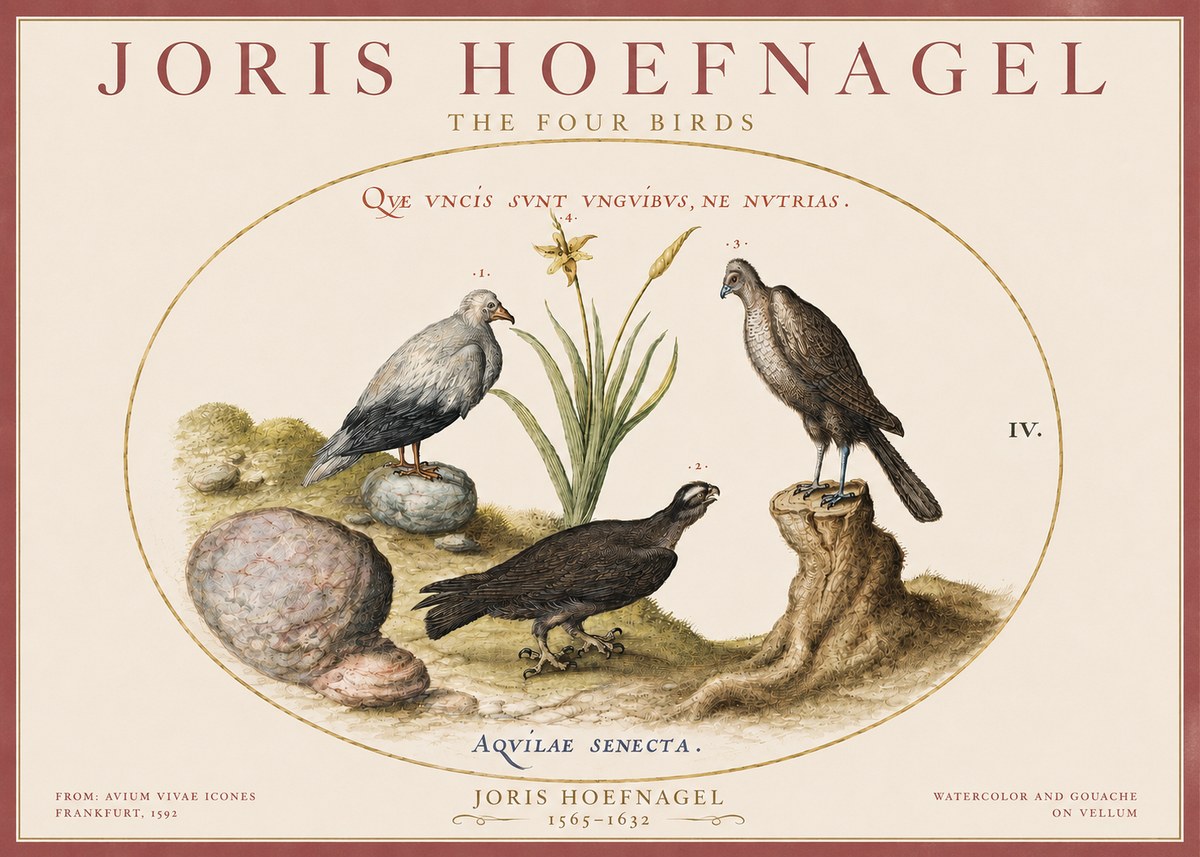 Joris Hoefnagel The Four Birds No3 - Juliste