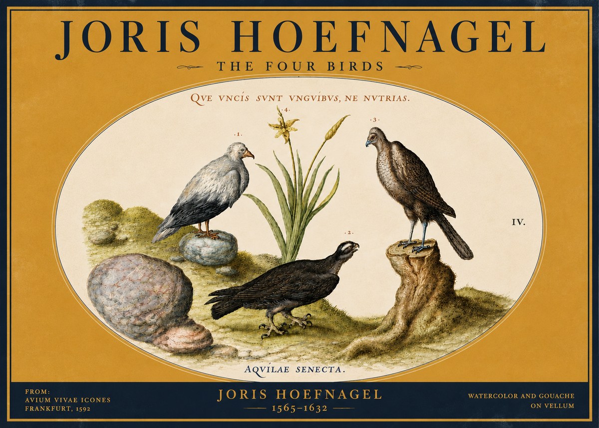 Joris Hoefnagel The Four Birds No4 - Juliste
