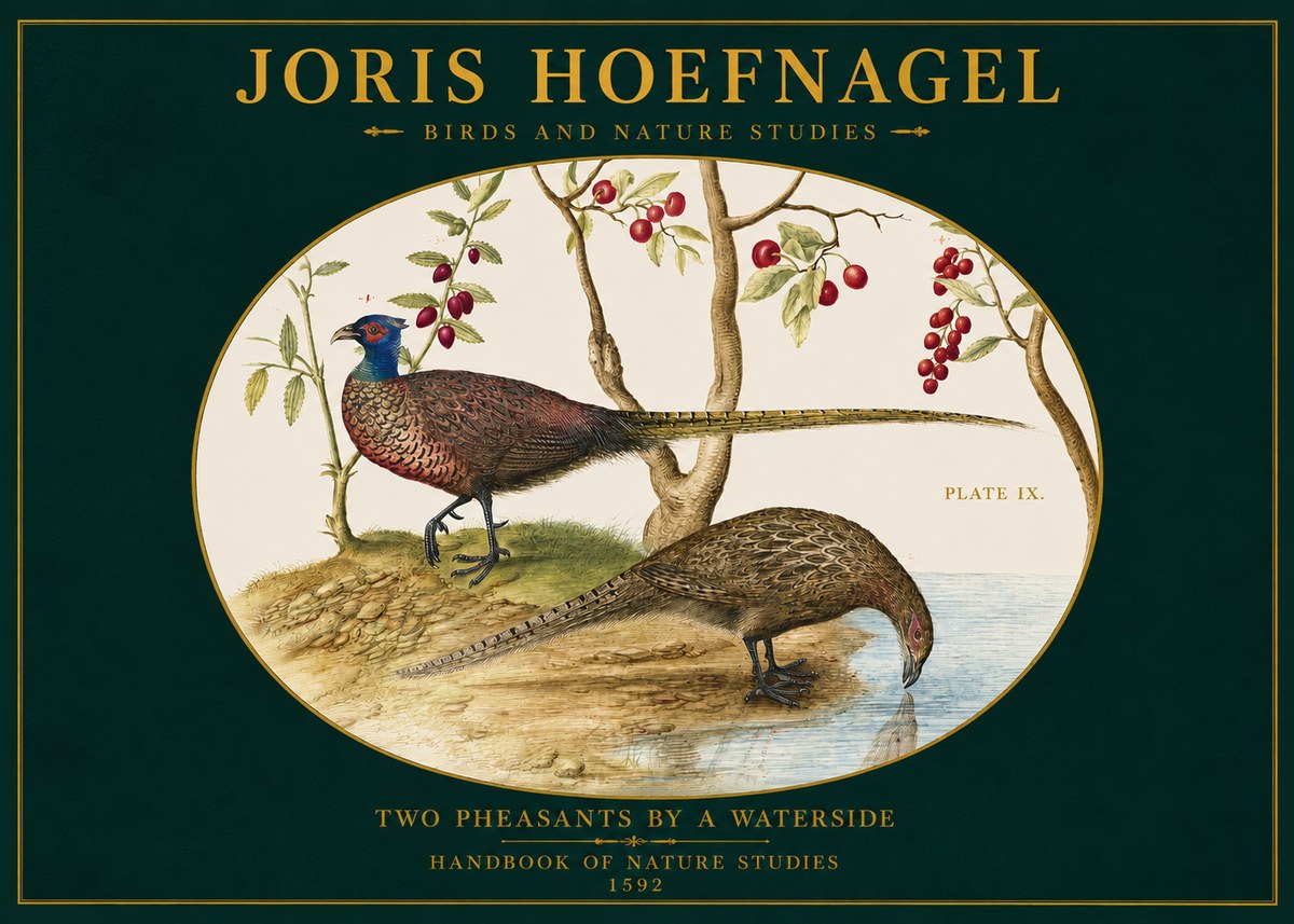 Joris Hoefnagel Peacocks and Pheasants Among Fruiting Branches No3 - Juliste