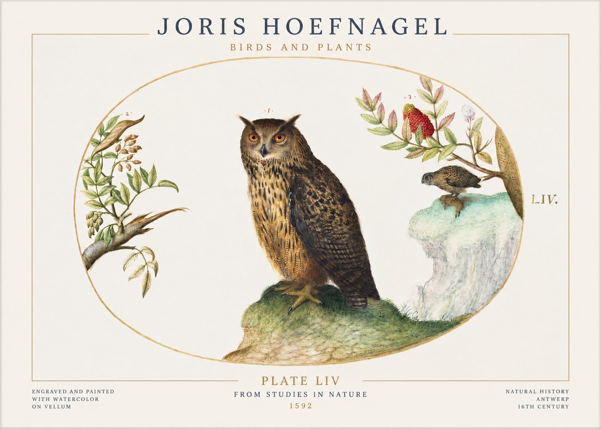Joris Hoefnagel Bird Study Plate Liv No2 - Juliste