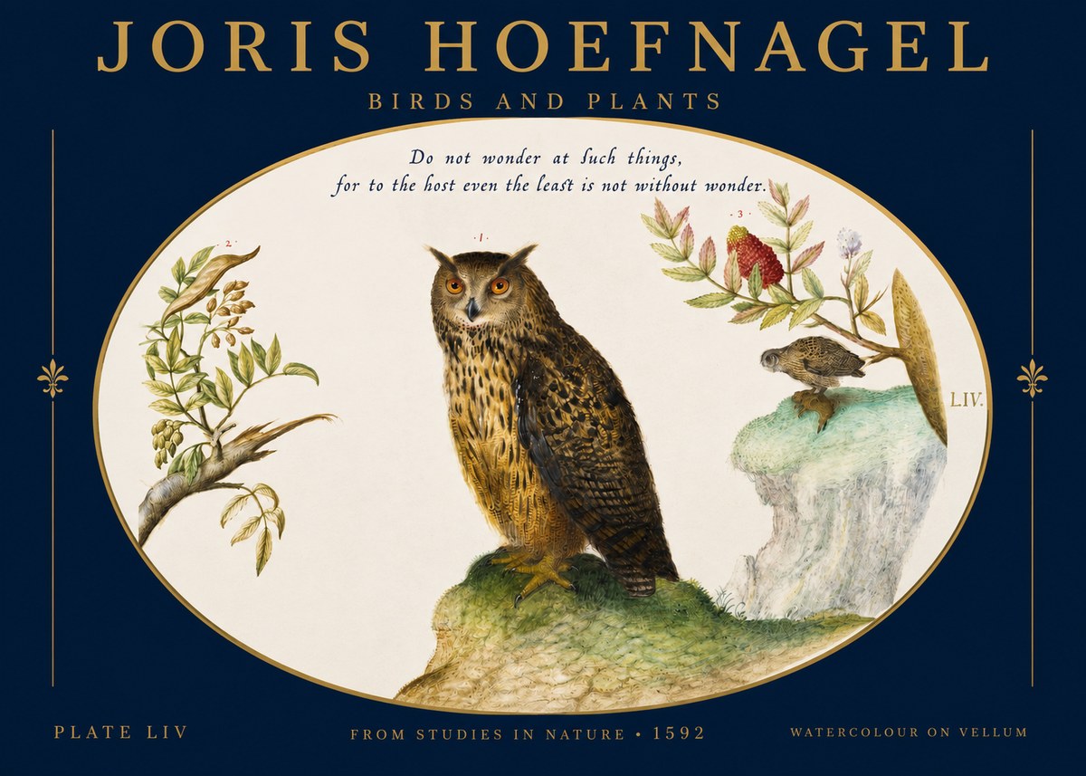 Joris Hoefnagel Bird Study Plate Liv No3 - Juliste