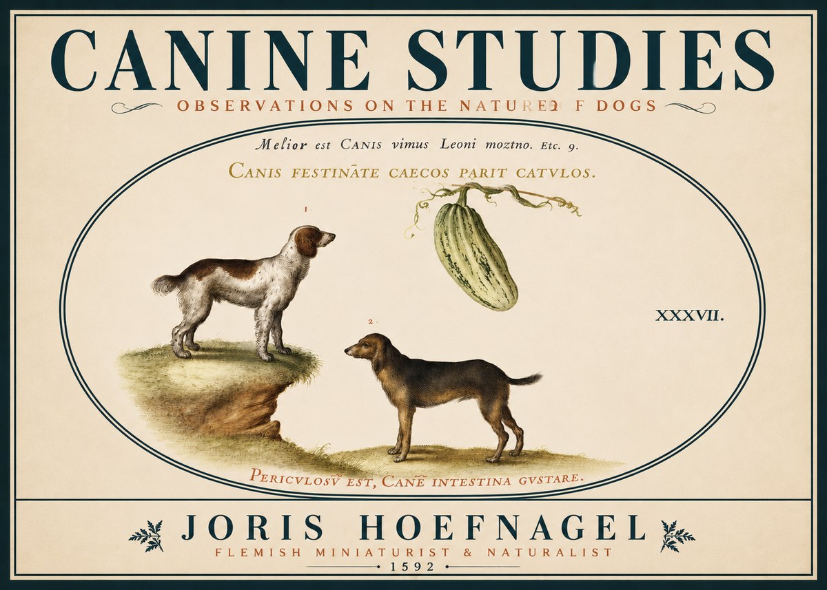 Joris Hoefnagel Canis Festinas Caecos Parit Catulos No6 - Juliste