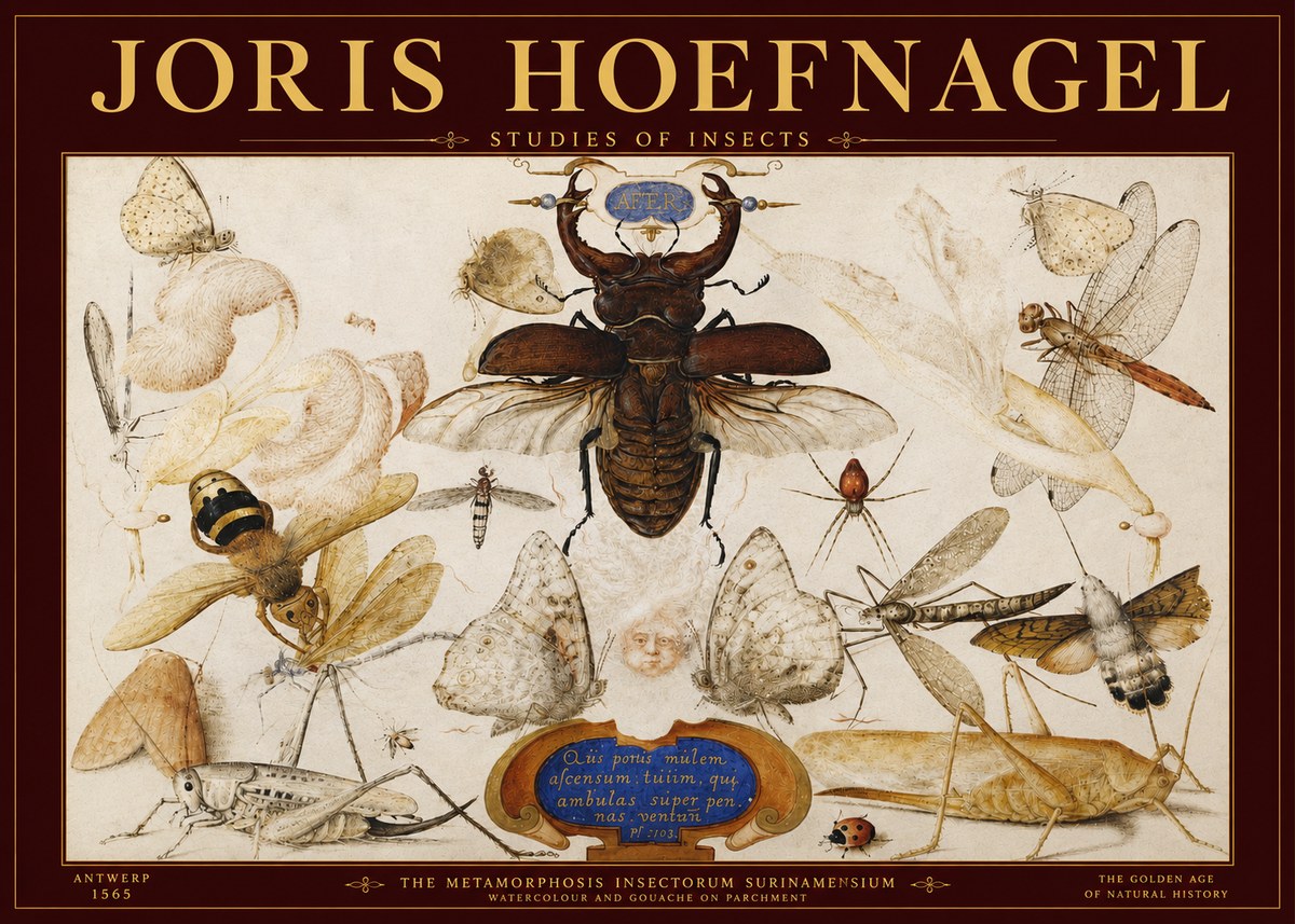 Joris Hoefnagel Studies of Insects I No3 - Juliste