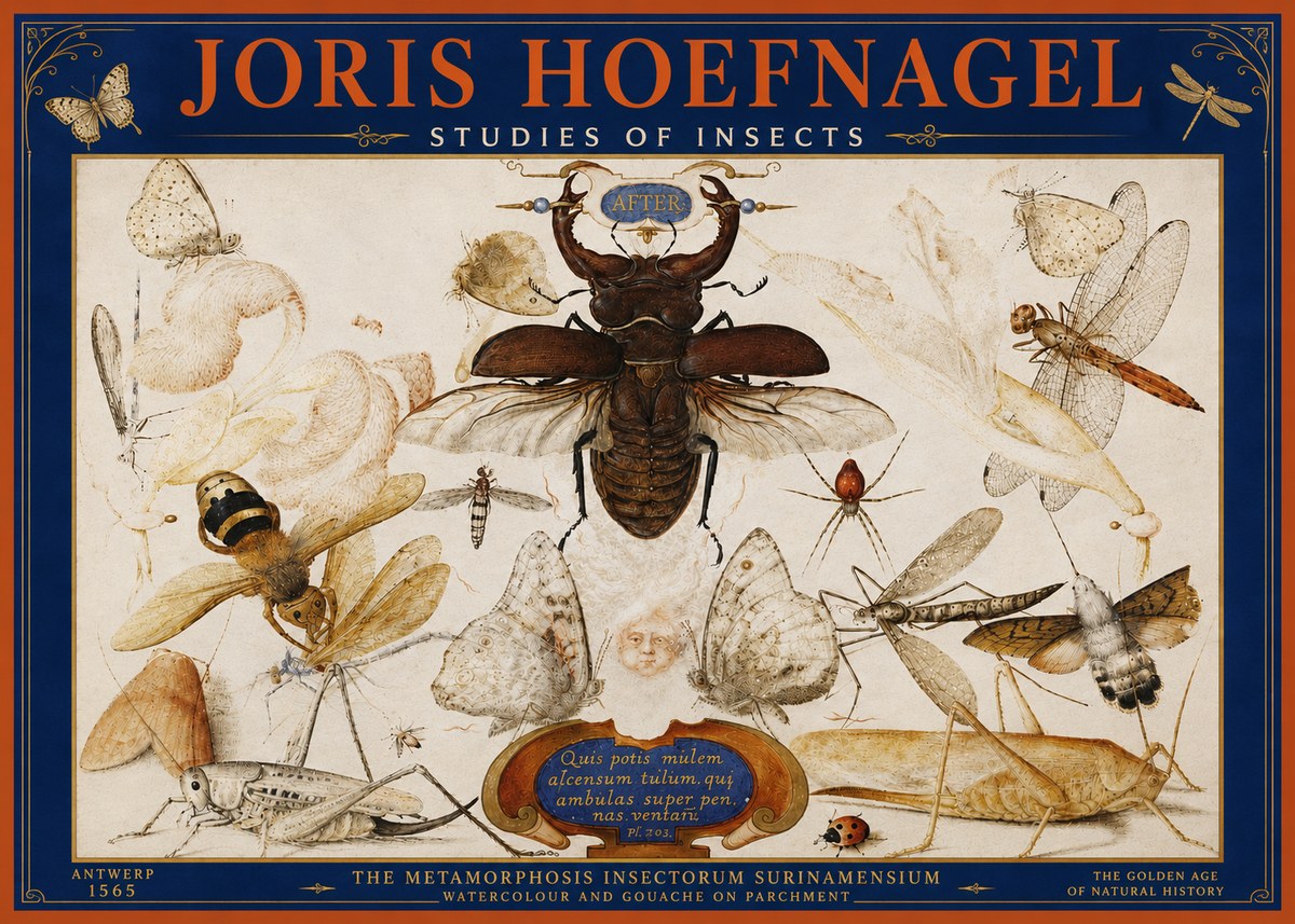Joris Hoefnagel Studies of Insects I No4 - Juliste