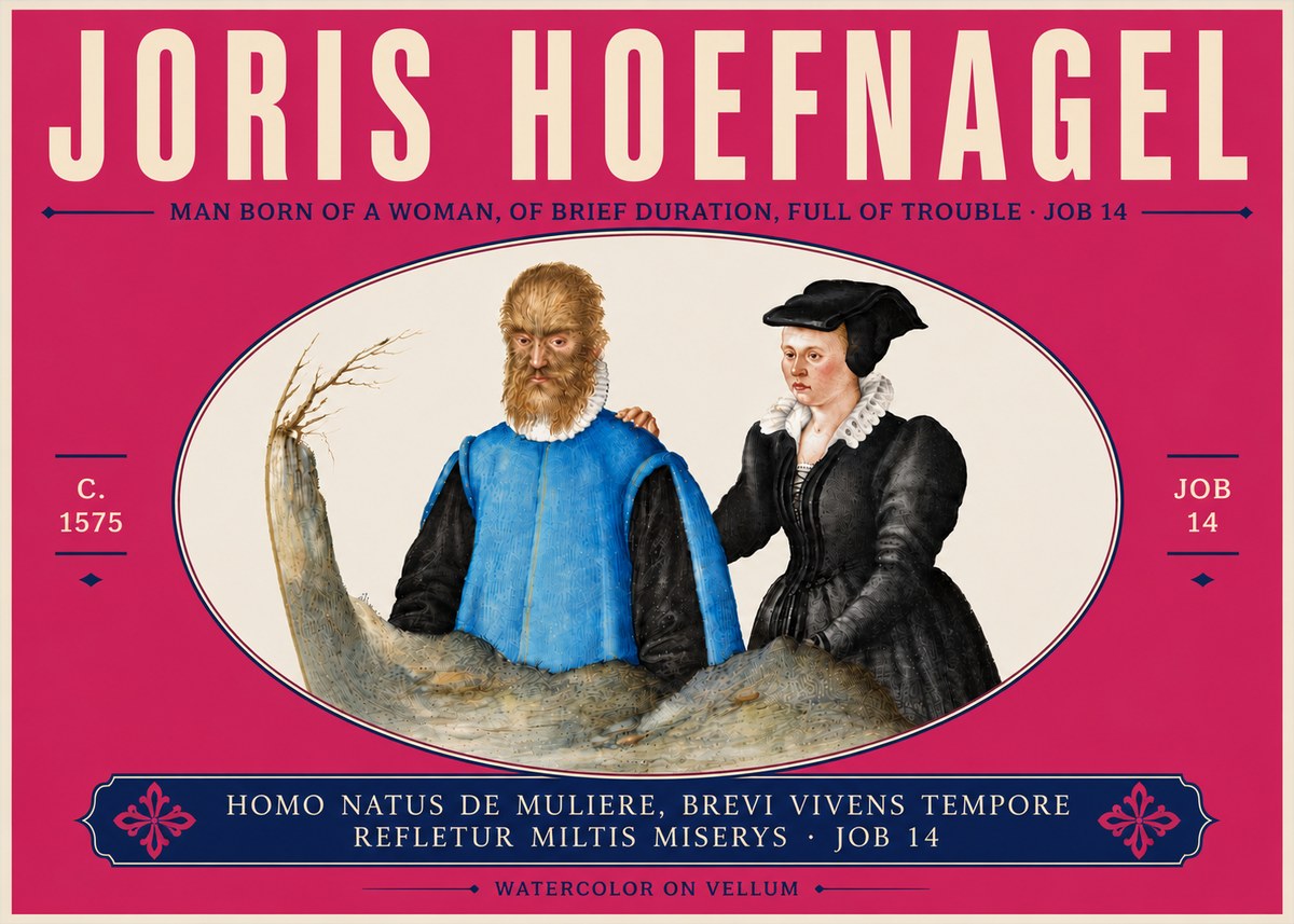 Joris Hoefnagel Homo Natus De Muliere, Brevi Vivens Tempore Refletur Miltis Miserys · Job 14 No6 - Juliste