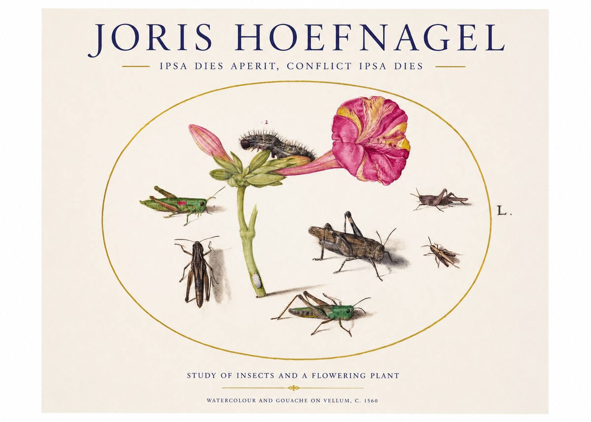 Joris Hoefnagel Study of Insects and a Flowering Plant No1 - Juliste