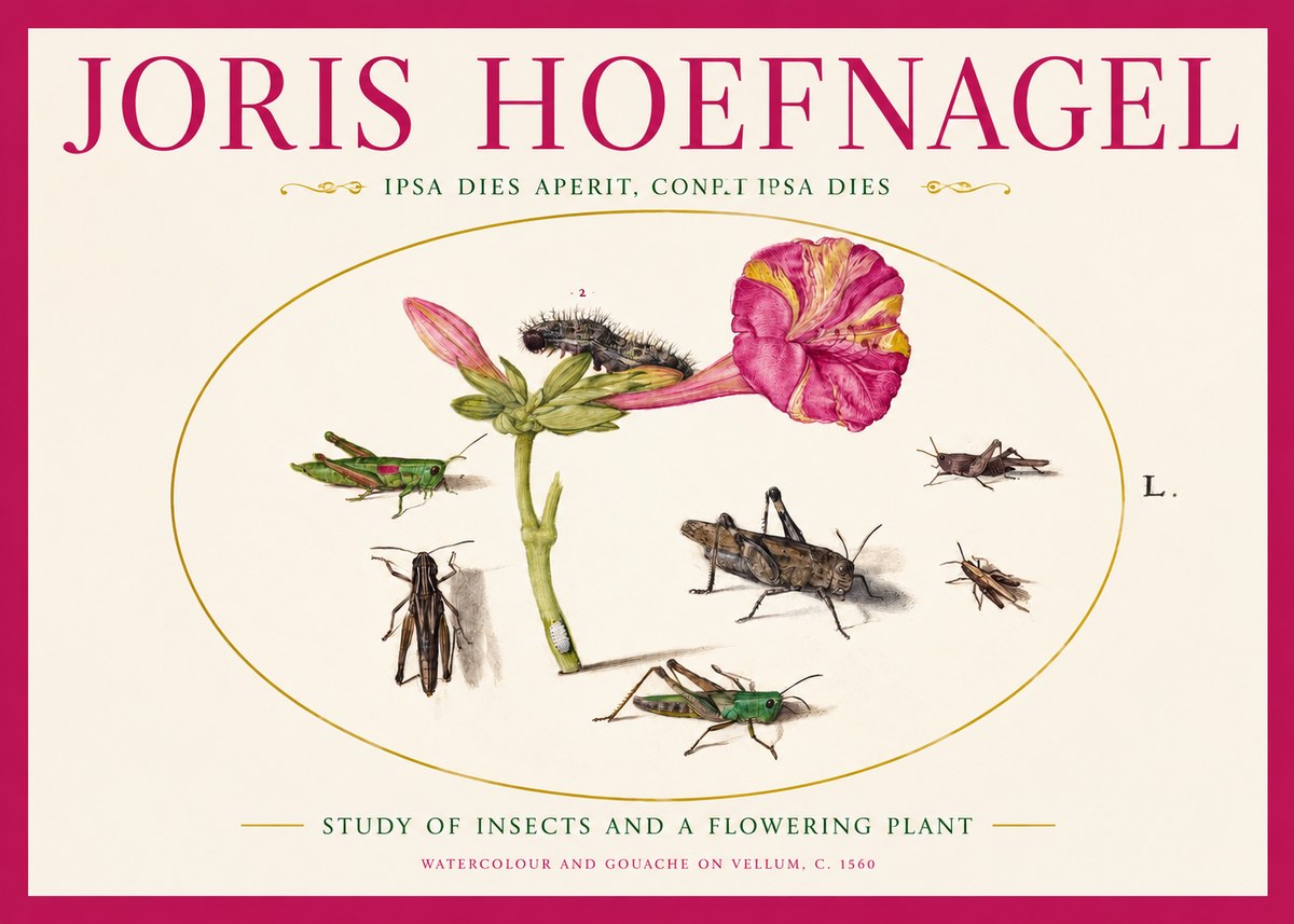 Joris Hoefnagel Study of Insects and a Flowering Plant No2 - Juliste