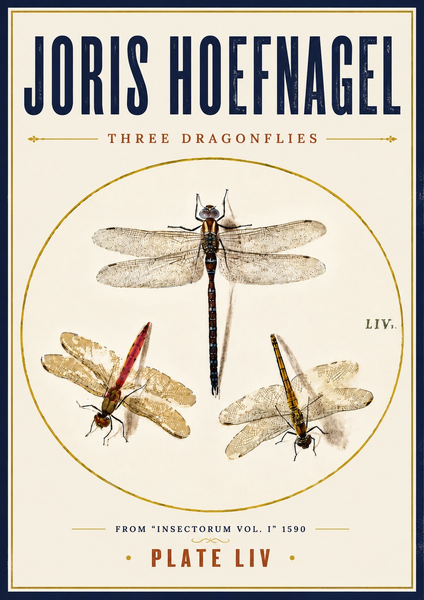 Joris Hoefnagel Three Dragonflies No6 - Juliste