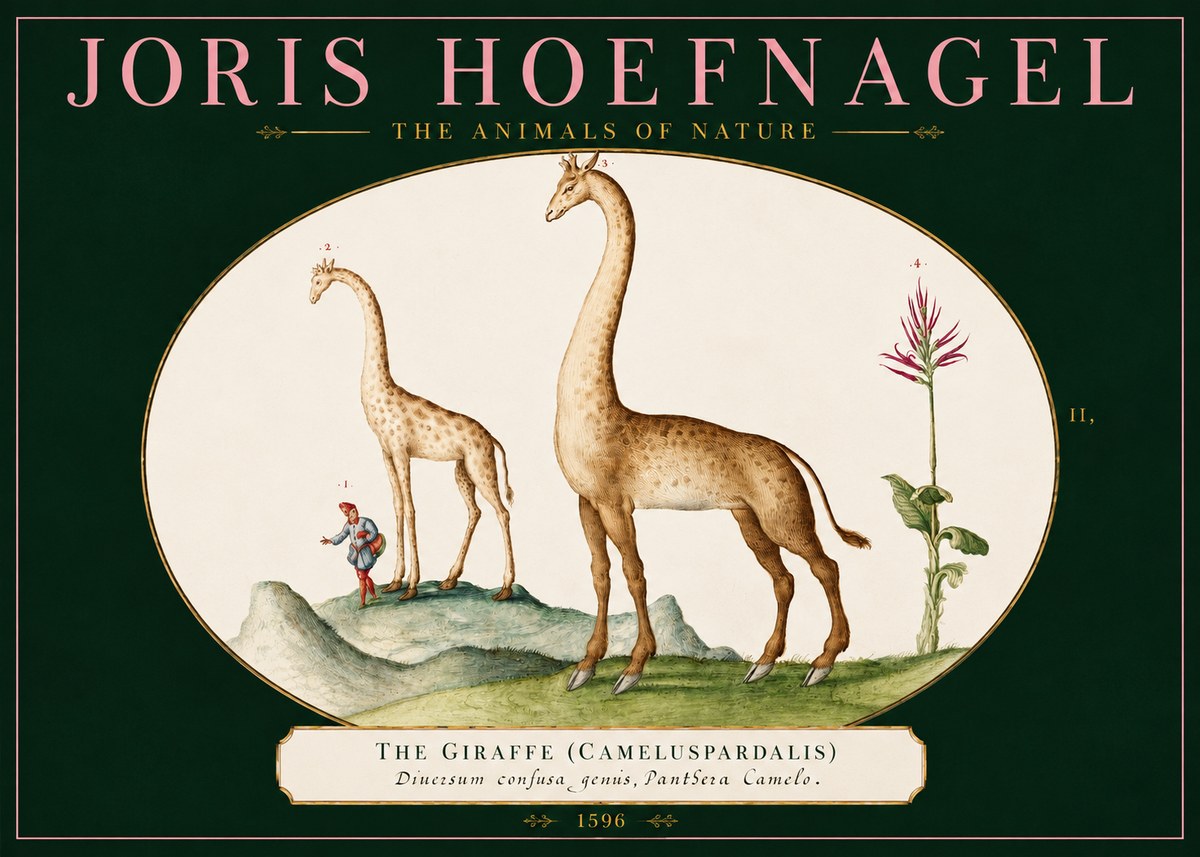 Joris Hoefnagel The Giraffe (Cameluspardalis) No2 - Juliste