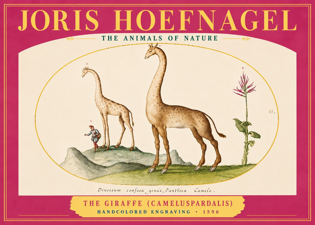 Joris Hoefnagel The Giraffe (Cameluspardalis) No4 - Juliste