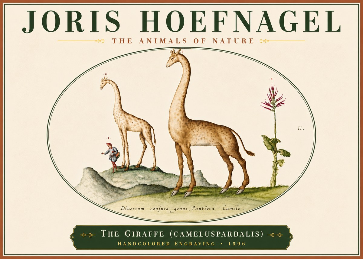 Joris Hoefnagel The Giraffe (Cameluspardalis) No6 - Juliste