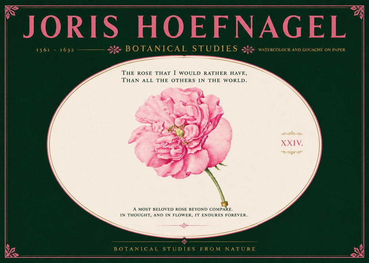 Joris Hoefnagel A Pink Damask Rose No6 - Juliste