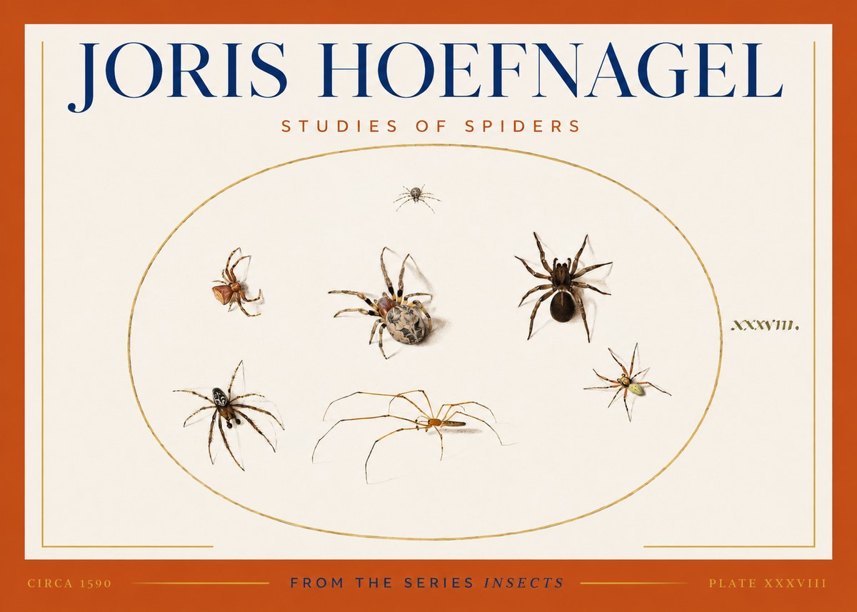 Joris Hoefnagel Studies of Spiders I No3 - Juliste