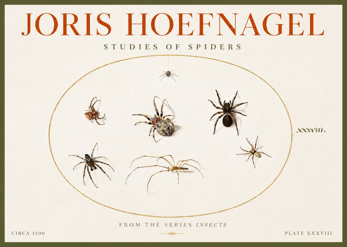 Joris Hoefnagel Studies of Spiders I No4 - Juliste