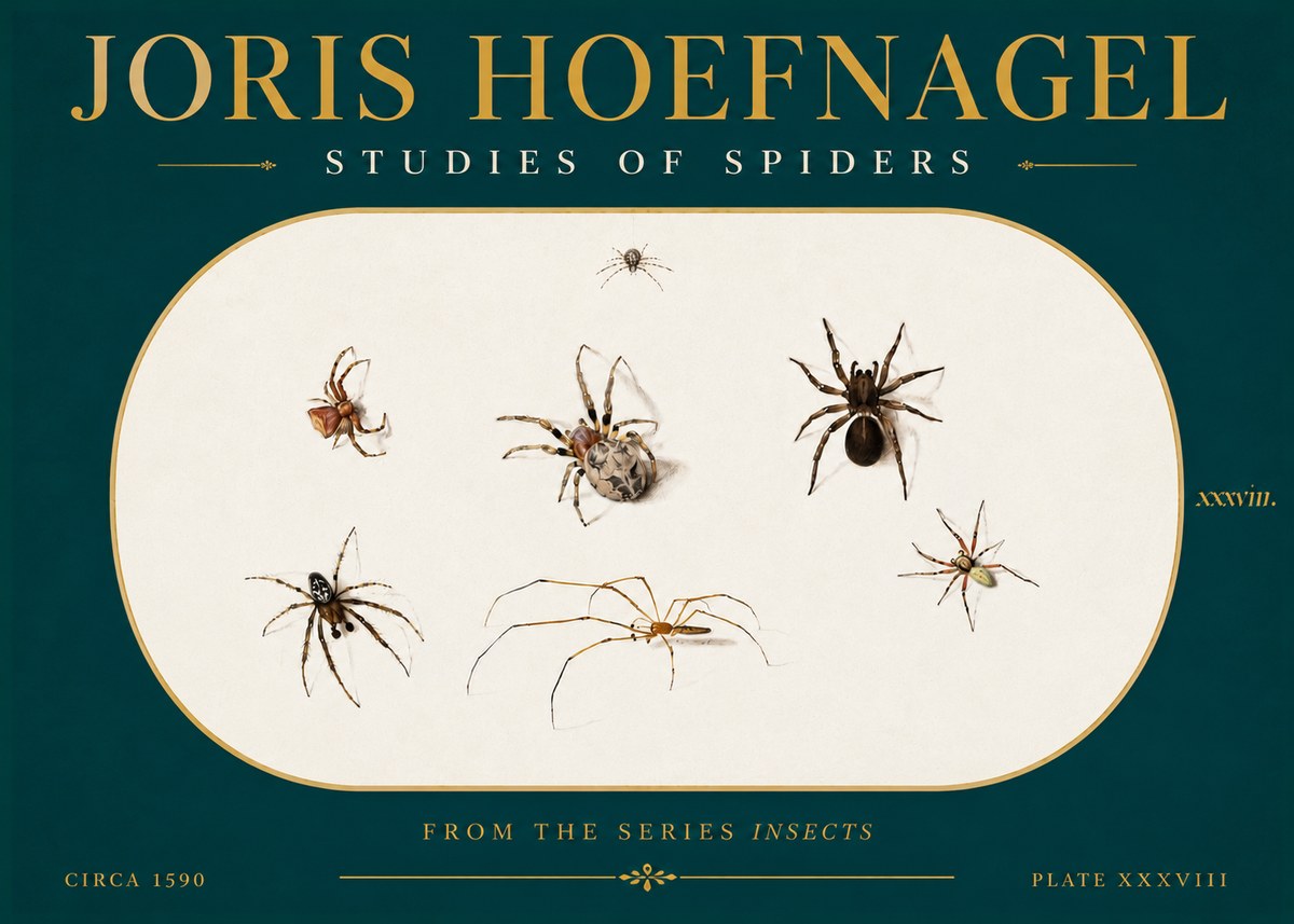 Joris Hoefnagel Studies of Spiders I No5 - Juliste