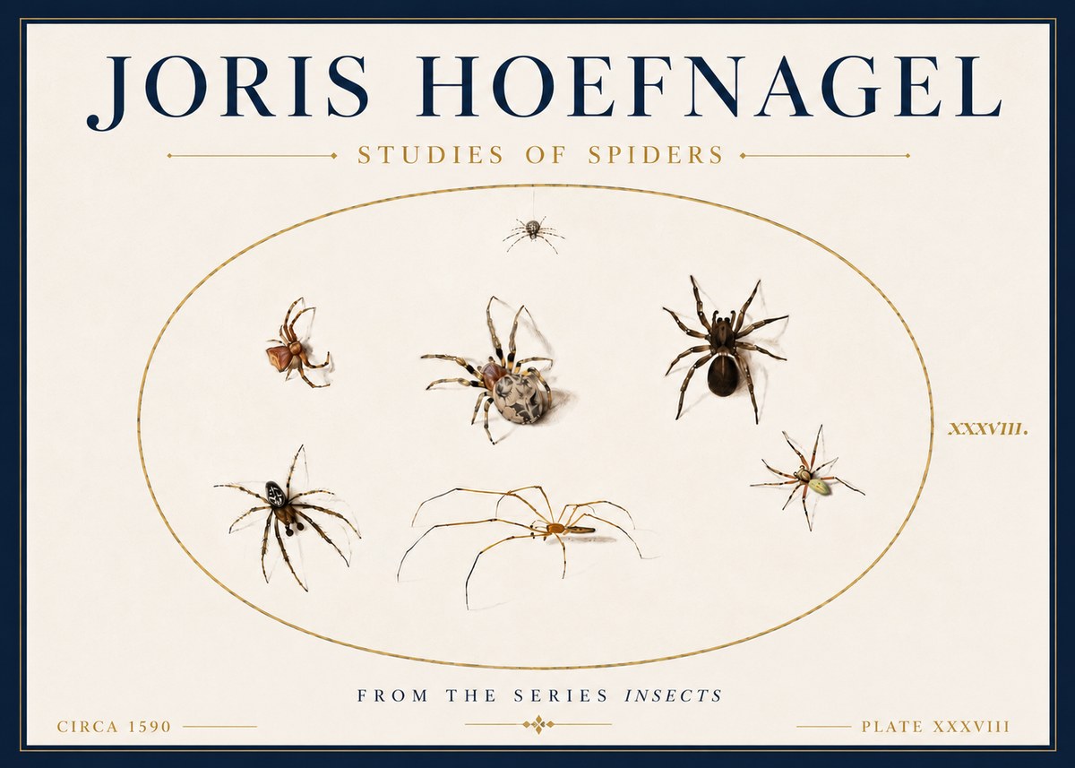 Joris Hoefnagel Studies of Spiders I No6 - Juliste