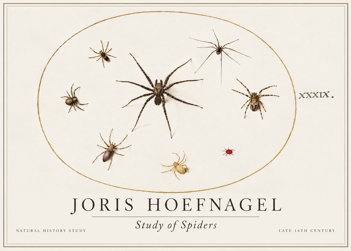 Joris Hoefnagel Studies of Spiders II No2 - Juliste