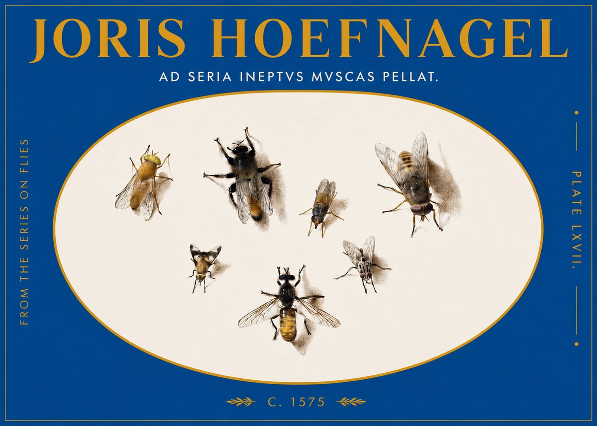 Joris Hoefnagel From the Series on Flies - Plate Lxvii. No3 - Juliste