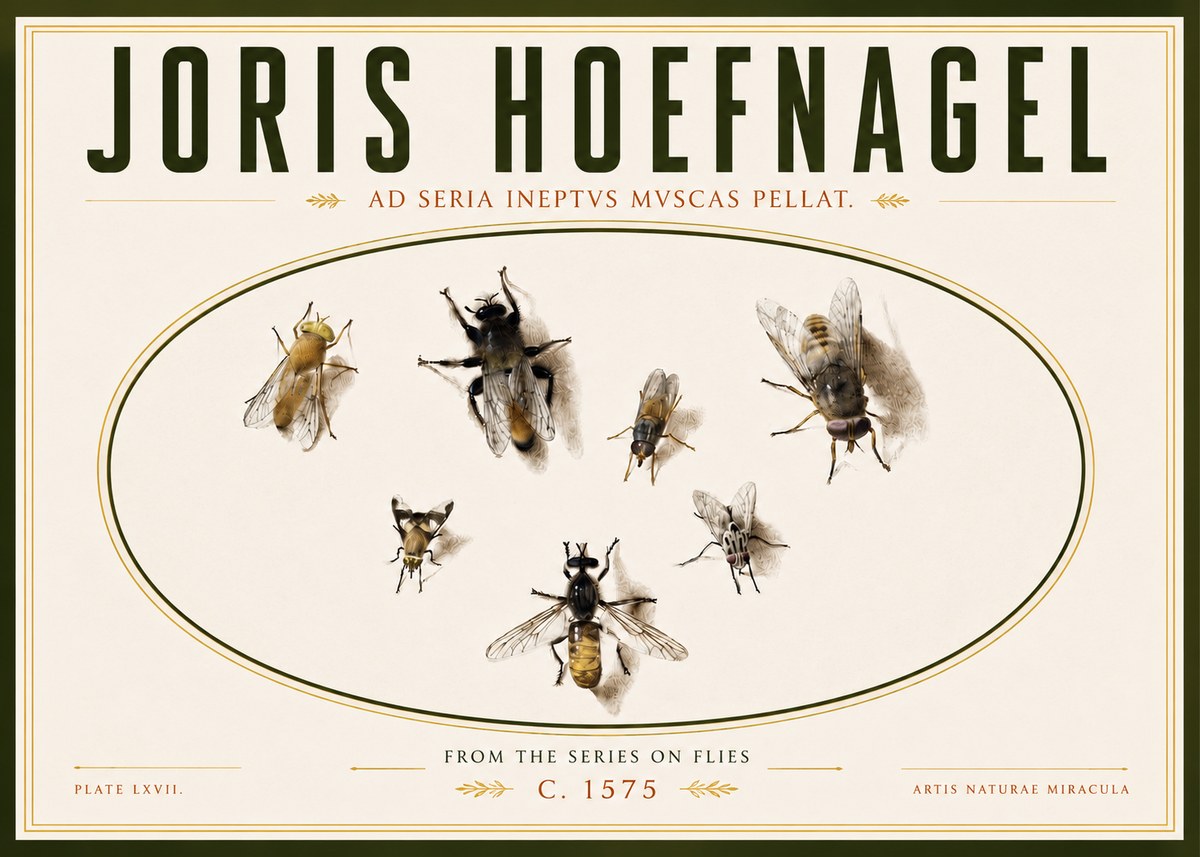 Joris Hoefnagel From the Series on Flies - Plate Lxvii. No4 - Juliste