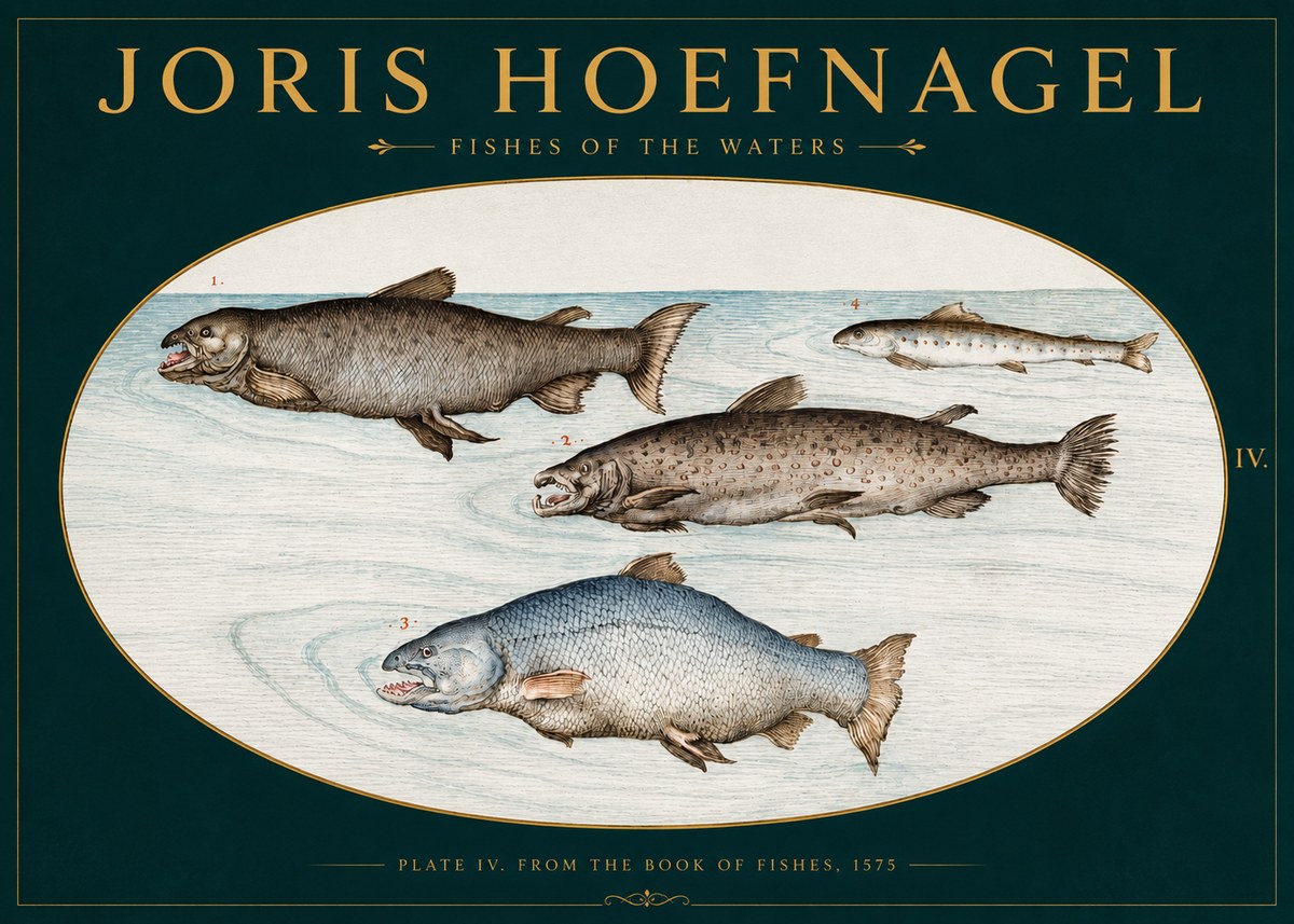 Joris Hoefnagel Fishes of the Waters I No3 - Juliste