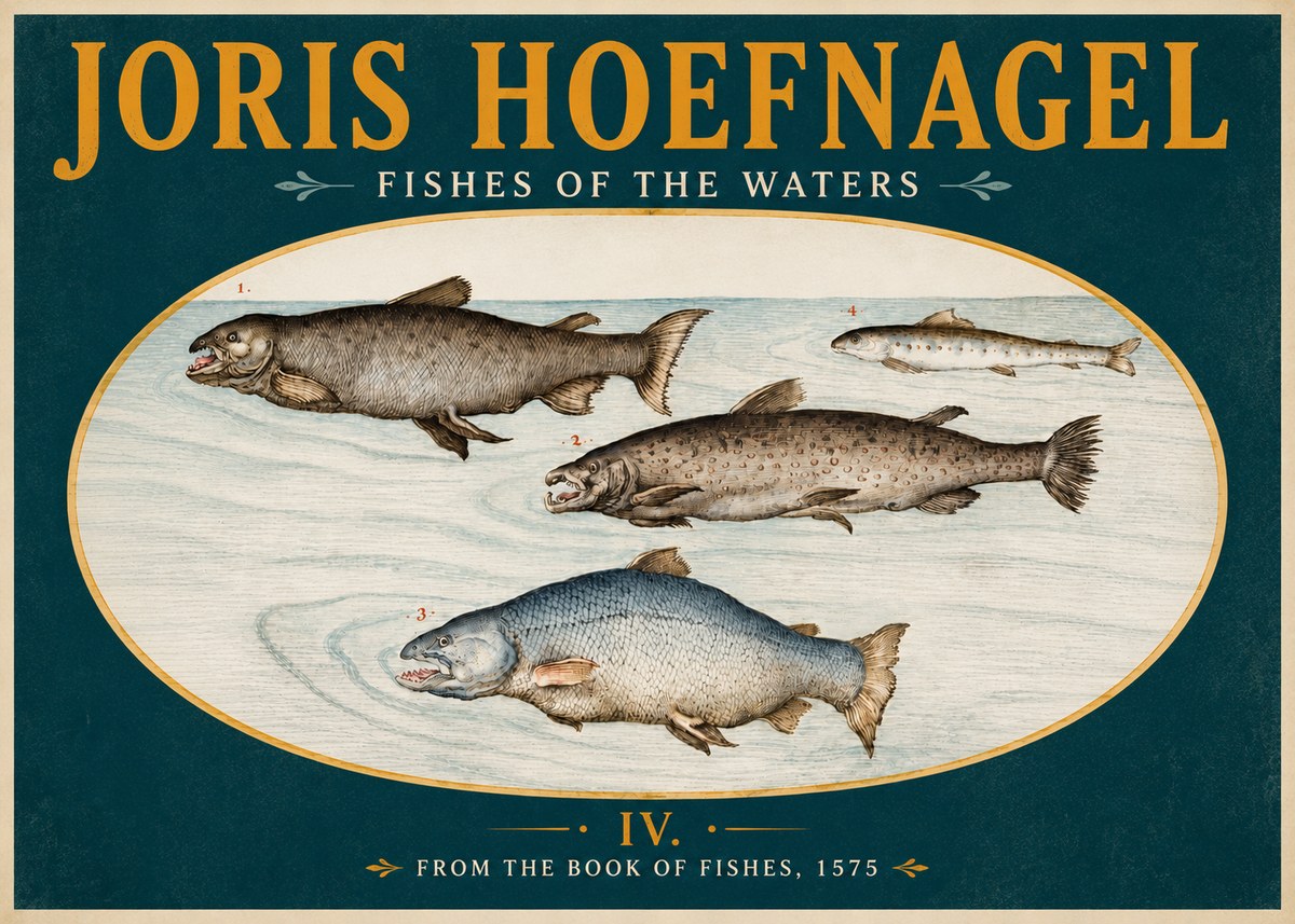 Joris Hoefnagel Fishes of the Waters I No5 - Juliste