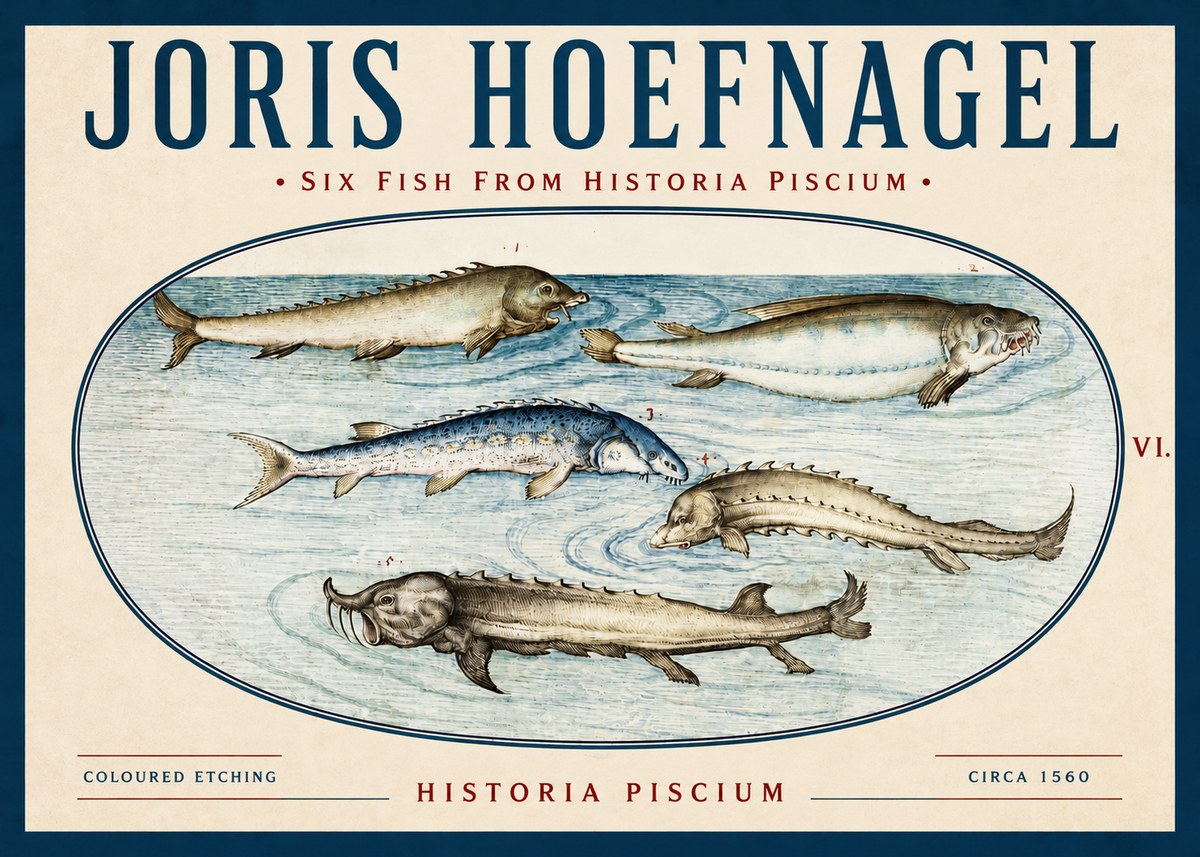 Joris Hoefnagel Fishes of Northern Waters No4 - Juliste