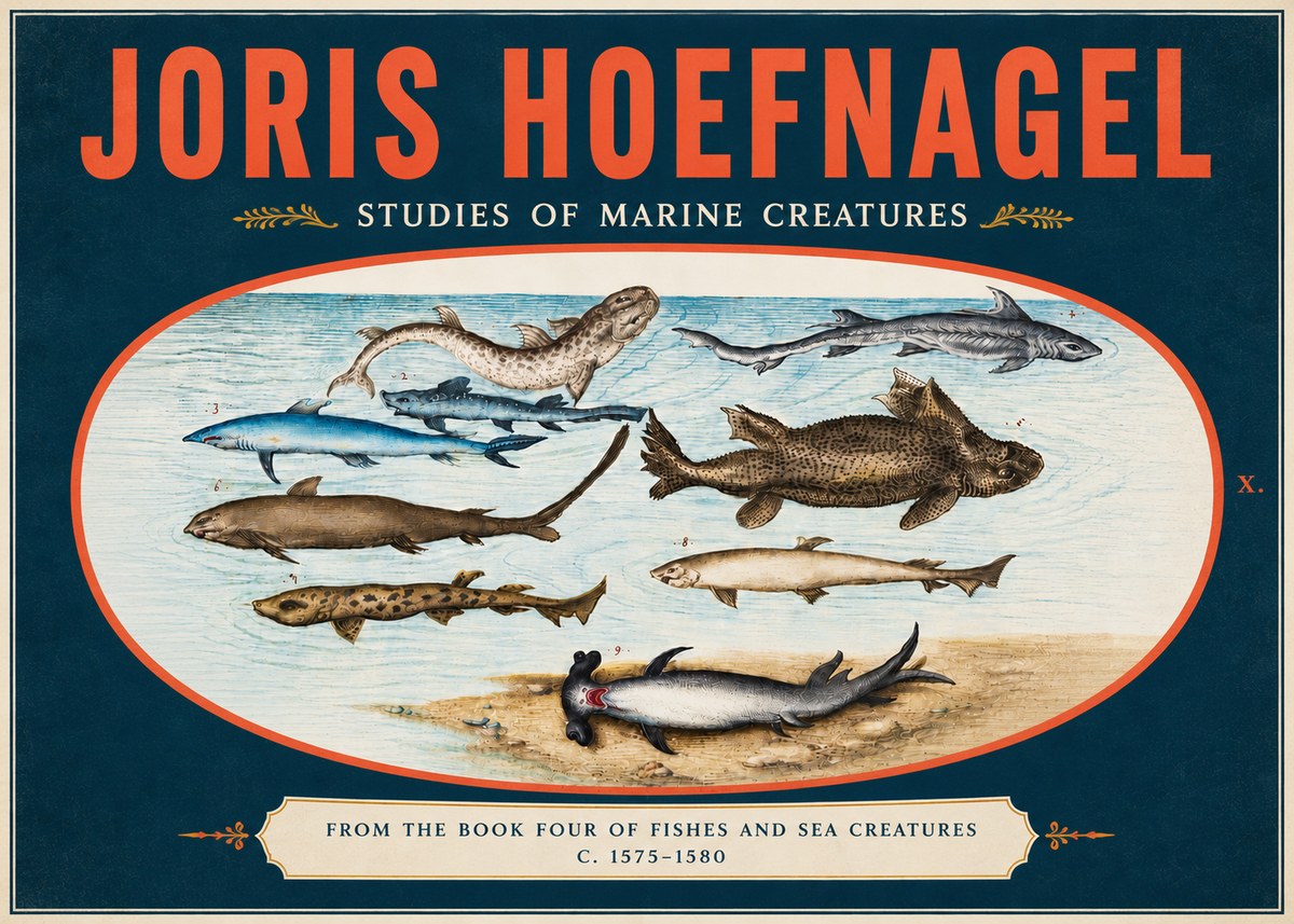 Joris Hoefnagel Studies of Marine Creatures No5 - Juliste