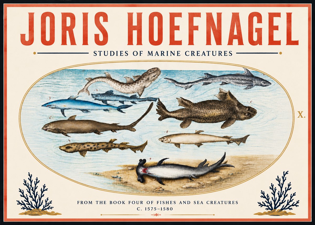 Joris Hoefnagel Studies of Marine Creatures No6 - Juliste