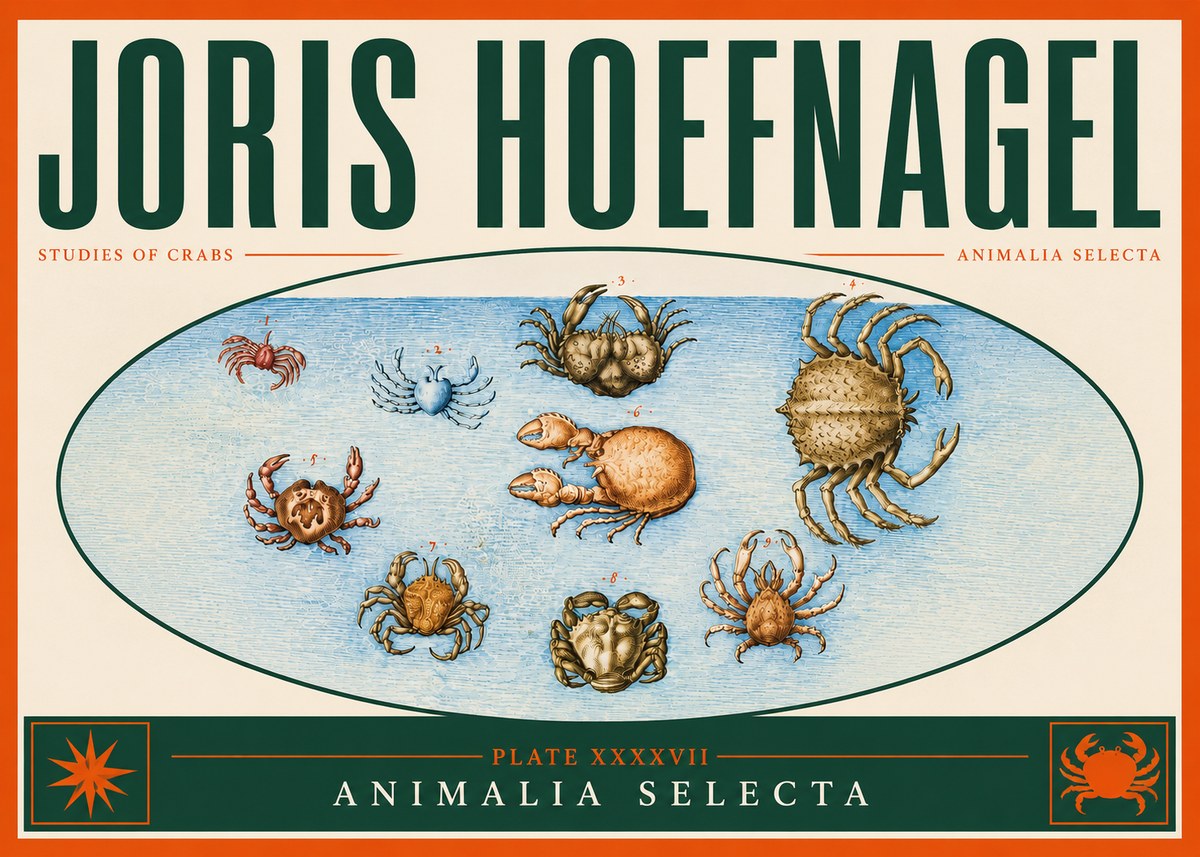 Joris Hoefnagel Studies of Crabs No4 - Juliste
