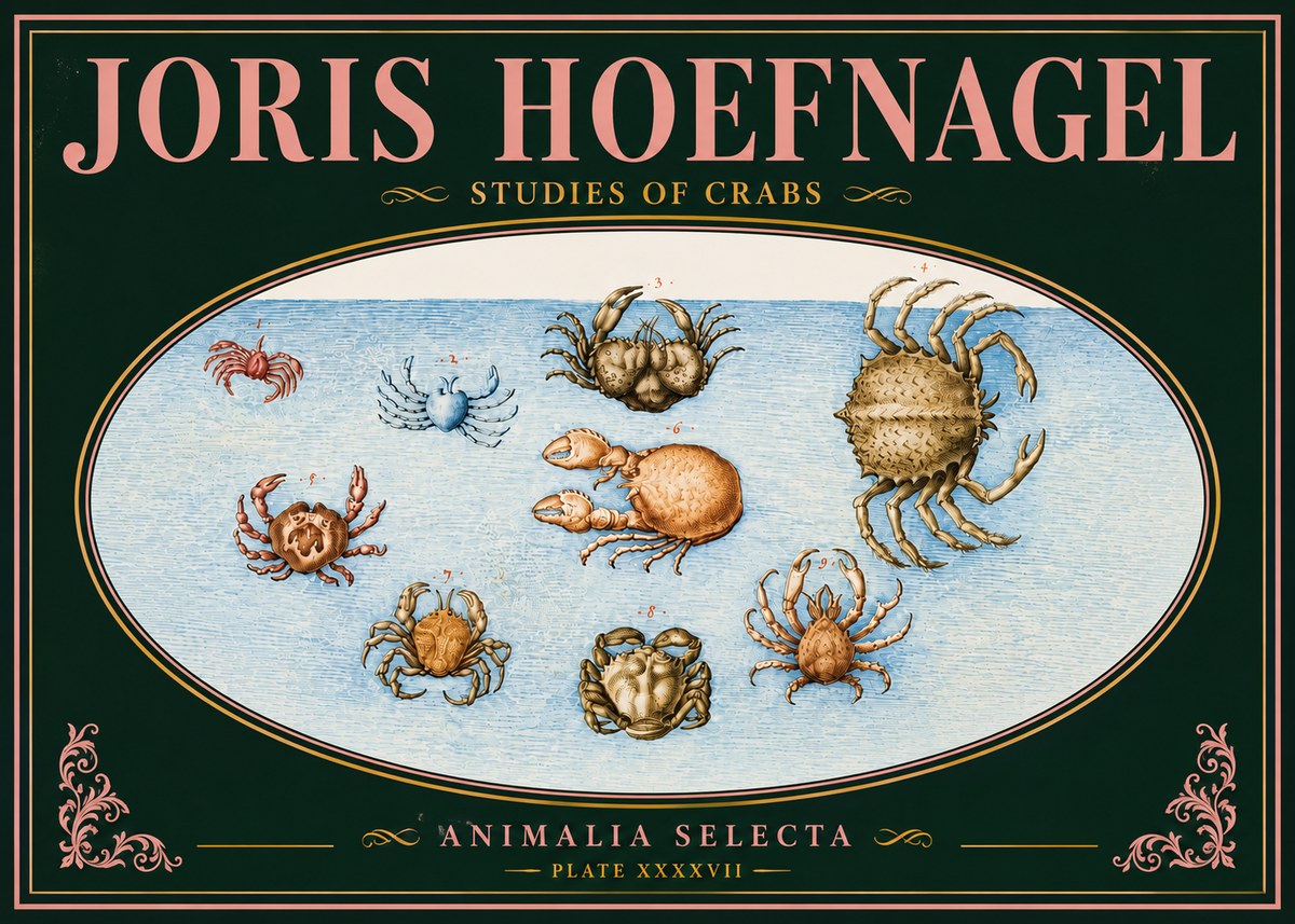 Joris Hoefnagel Studies of Crabs No5 - Juliste