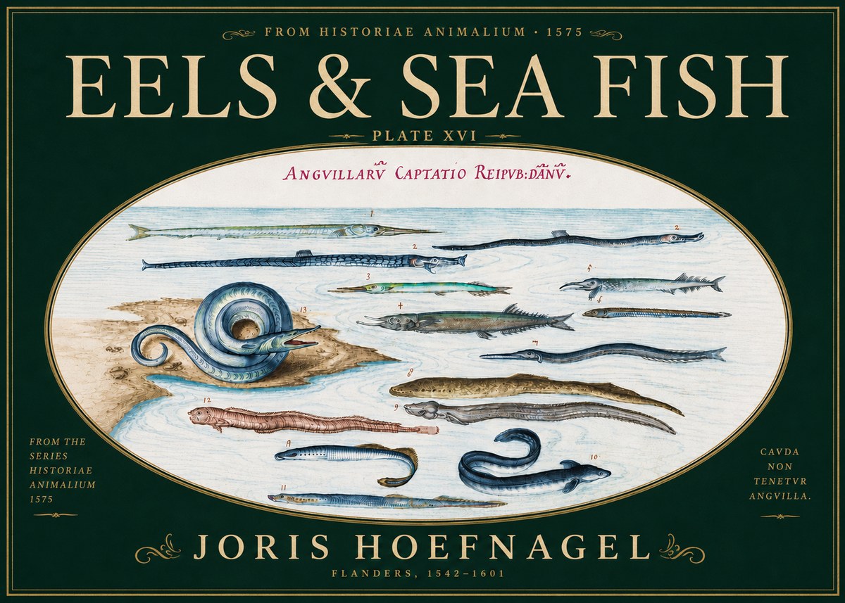 Joris Hoefnagel Eels and Sea Fish No6 - Juliste