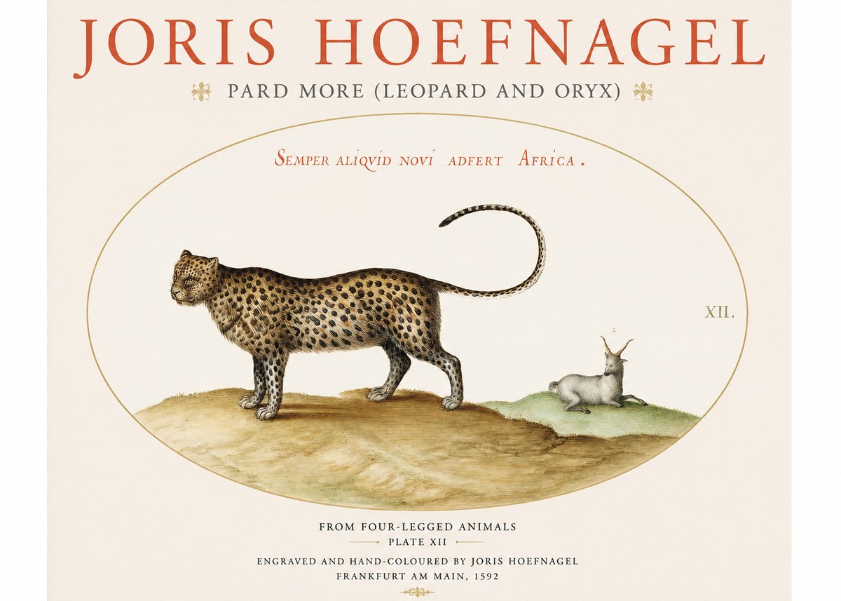 Joris Hoefnagel Pard More (Leopard and Oryx) No1 - Juliste