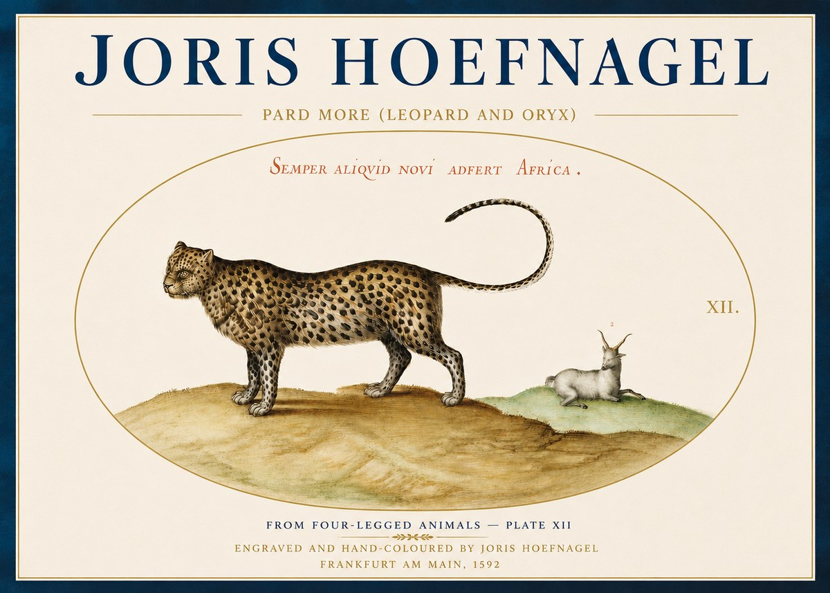 Joris Hoefnagel Pard More (Leopard and Oryx) No4 - Juliste