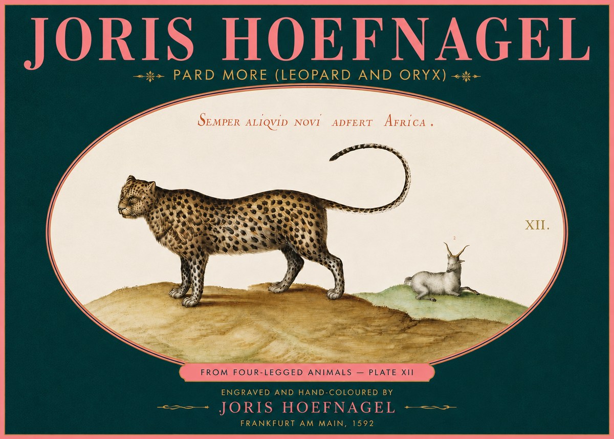 Joris Hoefnagel Pard More (Leopard and Oryx) No5 - Juliste