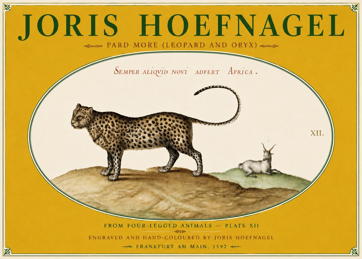 Joris Hoefnagel Pard More (Leopard and Oryx) No6 - Juliste