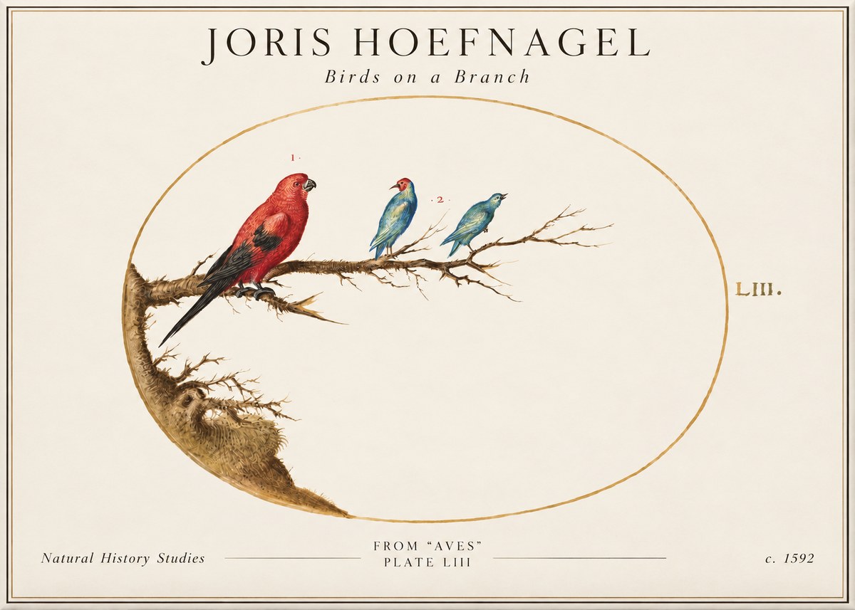 Joris Hoefnagel Birds on a Branch No2 - Juliste