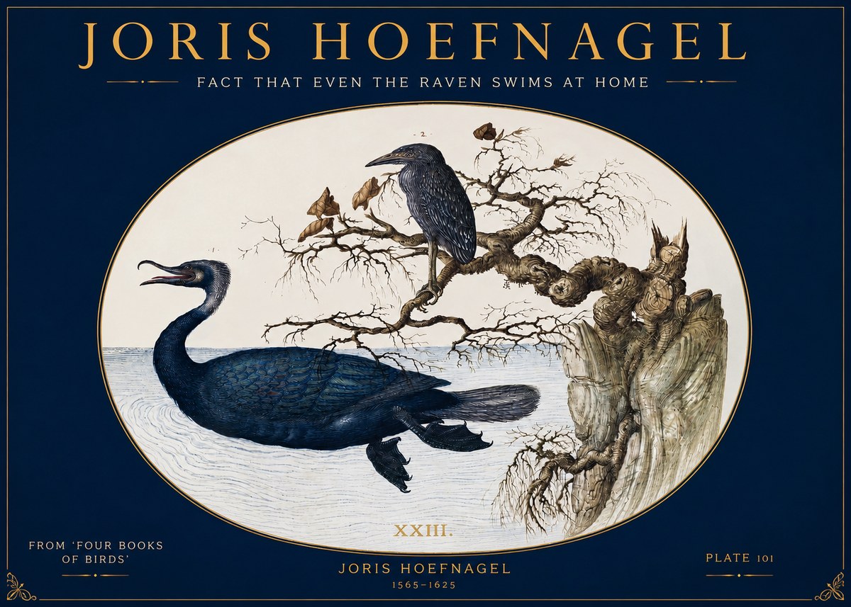 Joris Hoefnagel Fact That Even the Raven Swims at Home No2 - Juliste