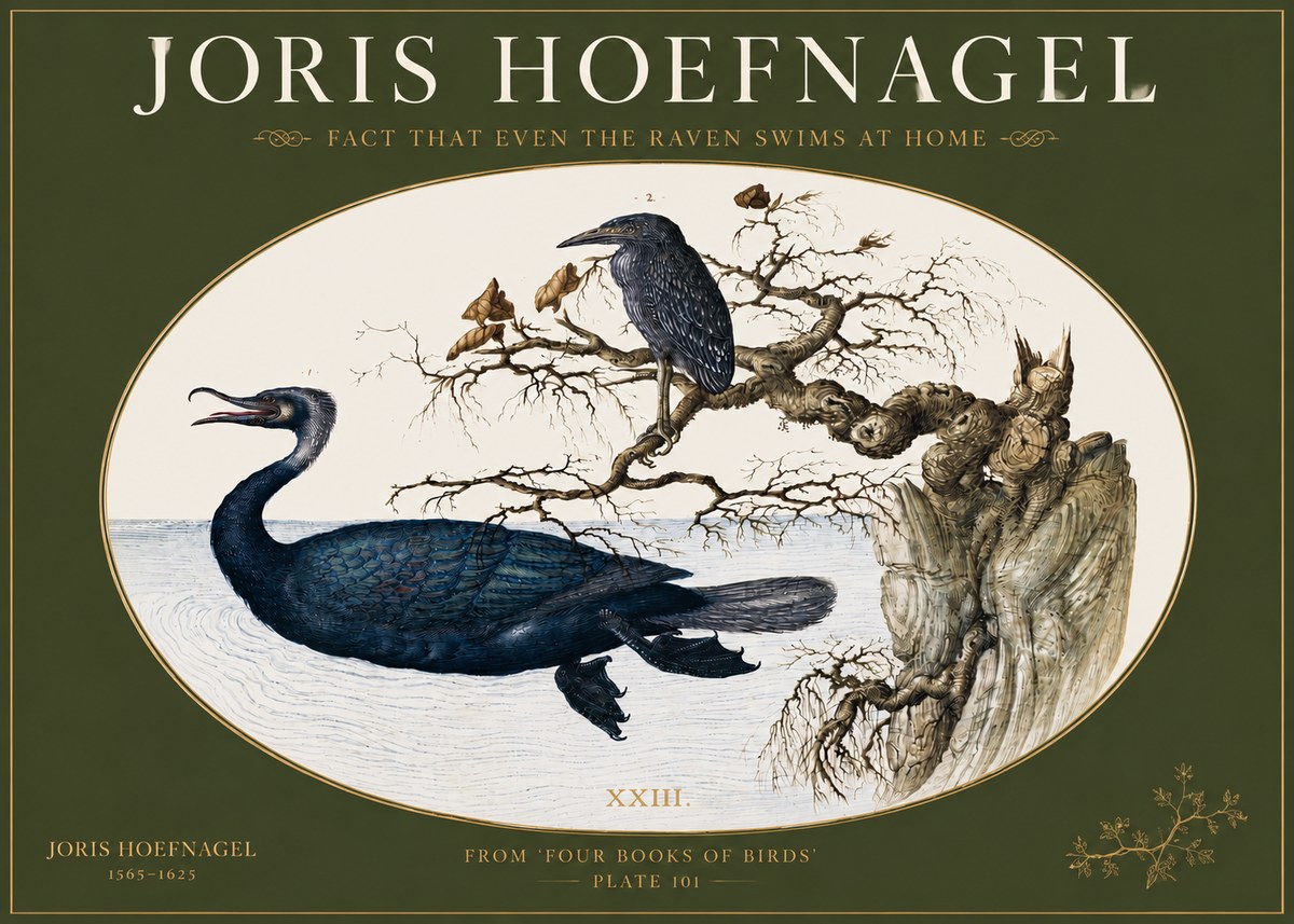 Joris Hoefnagel Fact That Even the Raven Swims at Home No3 - Juliste