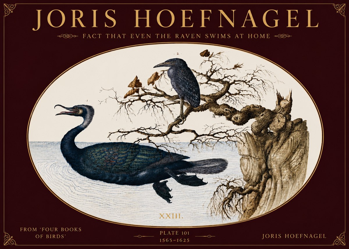 Joris Hoefnagel Fact That Even the Raven Swims at Home No5 - Juliste