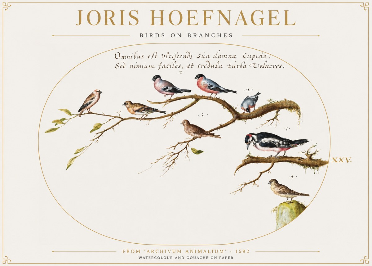 Joris Hoefnagel Birds on Branches No1 - Juliste