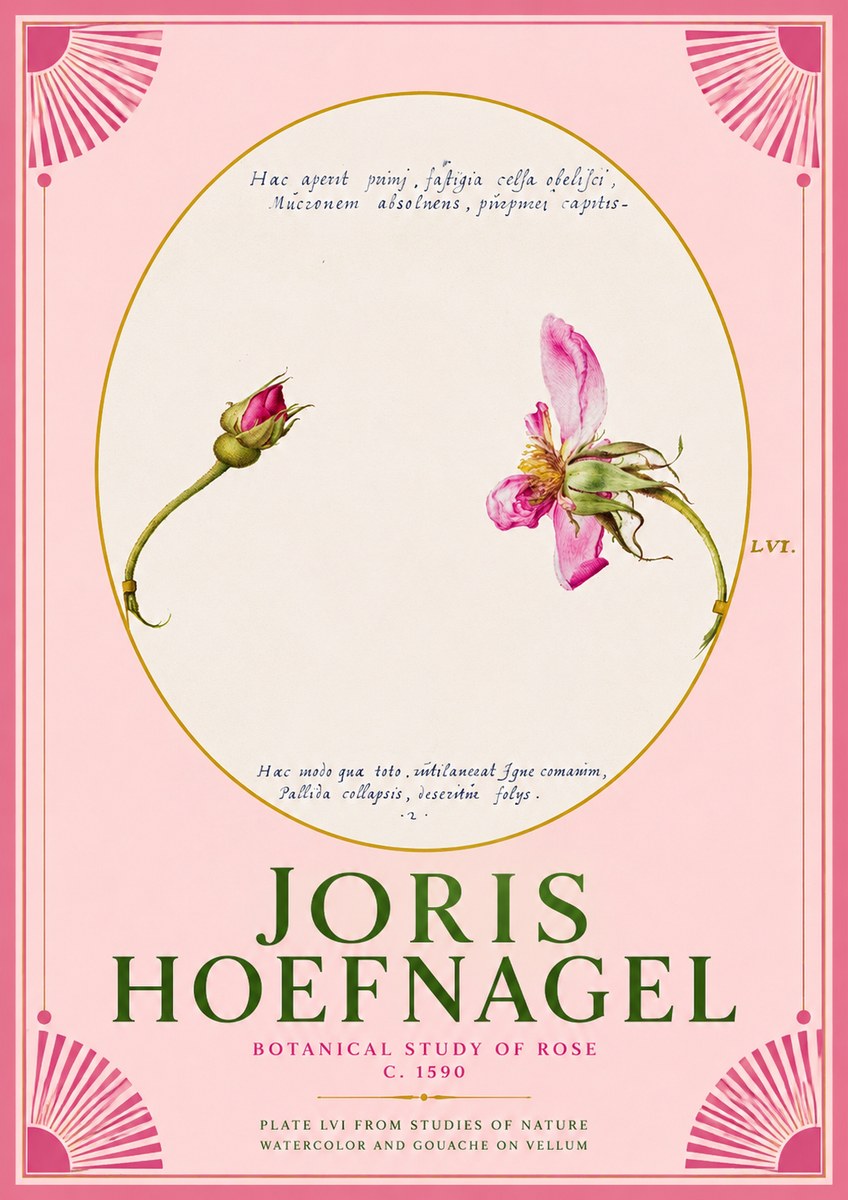 Joris Hoefnagel Botanical Study of Rose No2 - Juliste