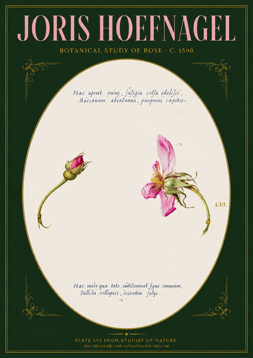 Joris Hoefnagel Botanical Study of Rose No3 - Juliste