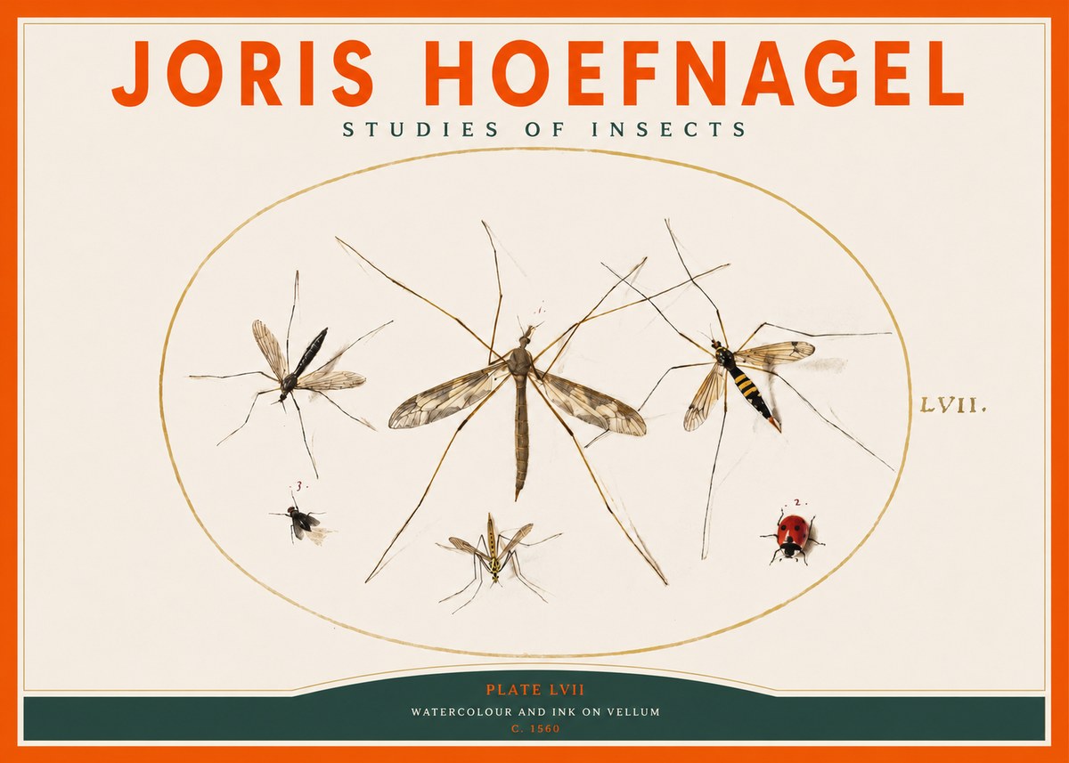 Joris Hoefnagel Studies of Insects II No2 - Juliste