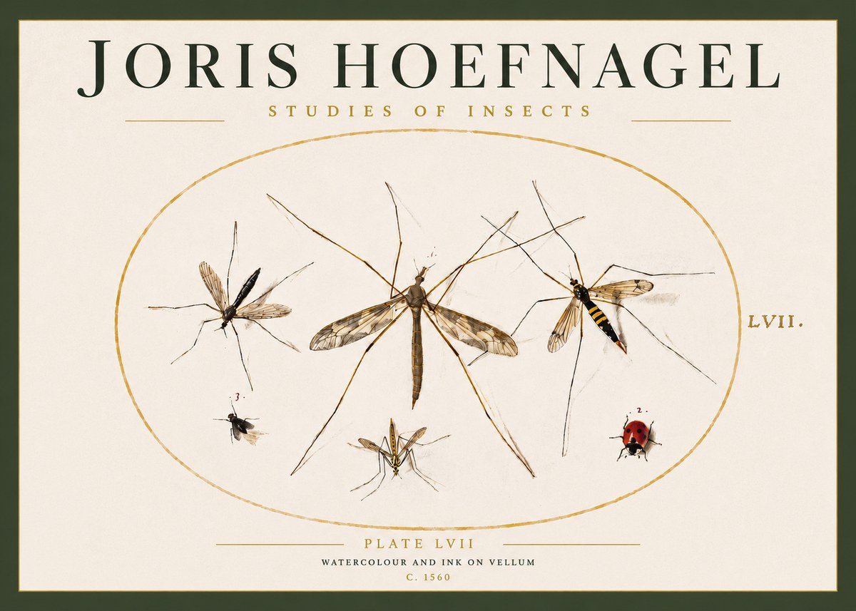 Joris Hoefnagel Studies of Insects II No3 - Juliste