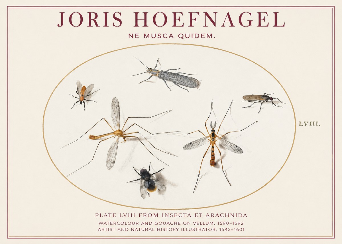 Joris Hoefnagel Plate Lviii from Insecta Et Arachnida No1 - Juliste